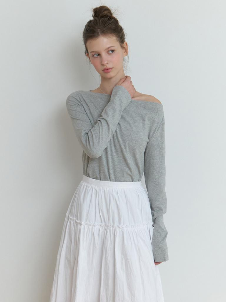 Liel Dona Off Shoulder T-Shirt (Gray)