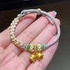 Shuibei 999 Reingold Ping'an Schnalle Armband mit goldenen Glücksperlen - Geflochtenes Handseil Valentinstag Qixi Geschenk