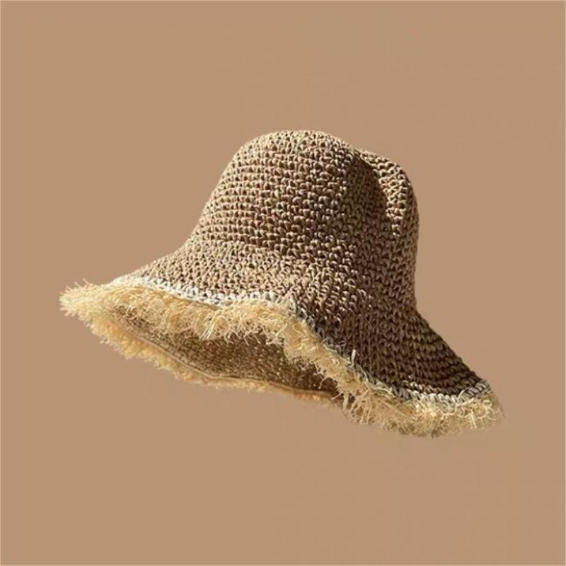 

1pc Womens Crochet Straw Classic Beach Sun Hats with Wide Brim,Soft Foldable Floppy Summer Beach Hat for Beach Parties,dailywear One Size