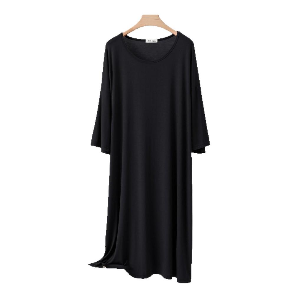 2025 Summer Women's Plus Size Cotton Thin Loose Round Neck Home Dress for Maternity