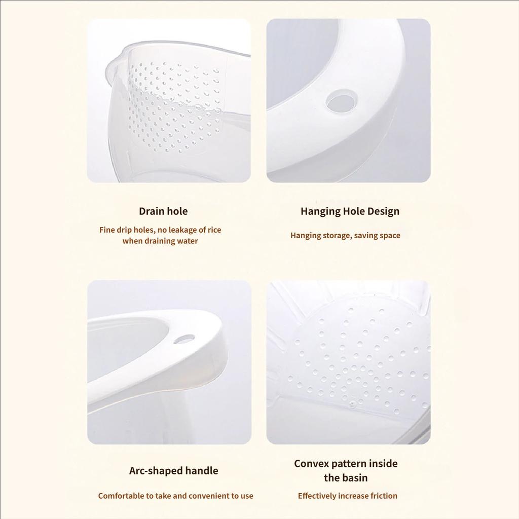 Practical Plastic Strainer Basket With Slanted Base And Side Draining Holes Kitchen Rice Washing Bowl Vegetable Colander