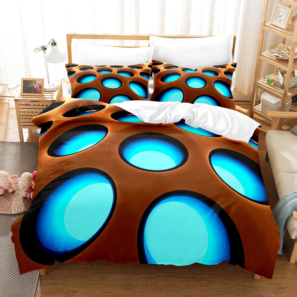 3D Digital Printing Three-Piece Bedding Hole Quilt Cover