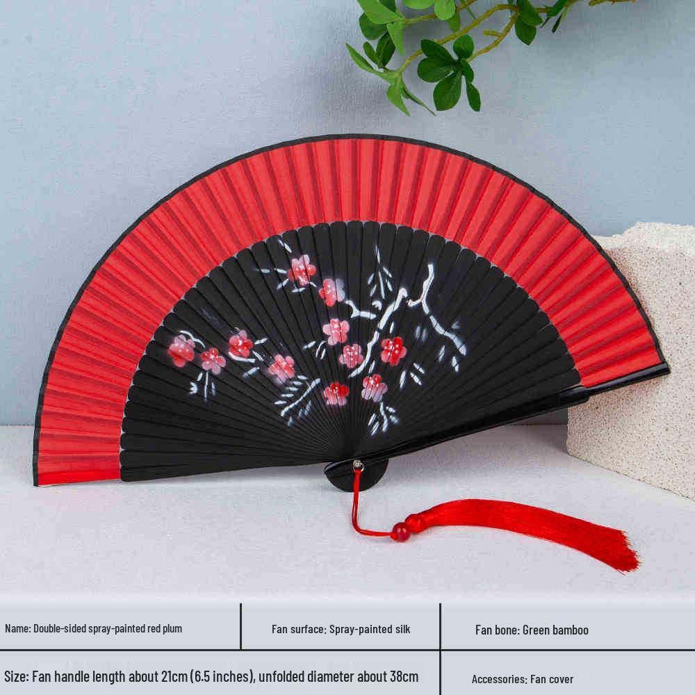 Si Yi Tang handbemalter roter Seidenfächer für Damen - Zhao Yuan Tanzdesign