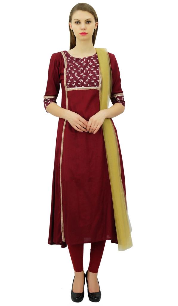 Atasi Women's Party Wear Maroon Ethnic Straight Salwar Suit Set With