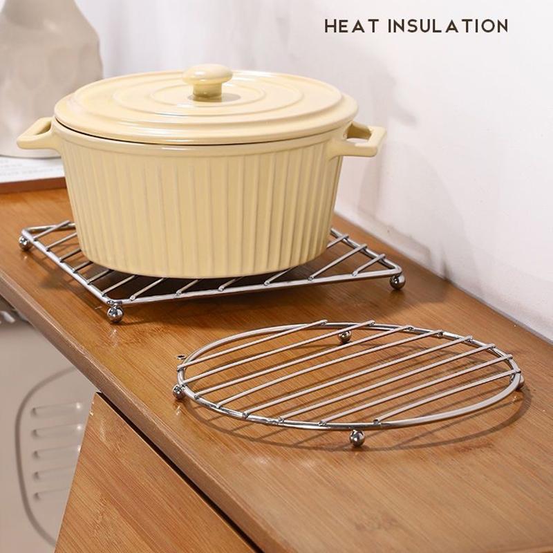 Stainless Steel Heat Resistant Kitchen Pot Mat Multi Functional Cooking Utensil Holder Drying Rack Steamer Pad for Tabletop Oven Ovenware Protection