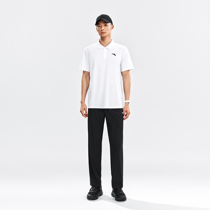 Anta Training Long Pants Knitted Polo Shirt Summer Casual Sports Set Men sets Pure-White 952627209-1