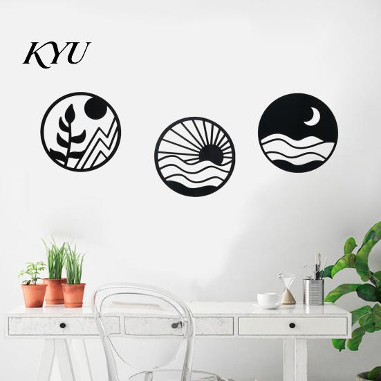 Minimalist Wall Hanging 3Pcs Boho Art Decoration, Vintage Metal Hollow-out Decor, Silhouette Living Room Accent Sculpture, Ornament for Bedroom Office