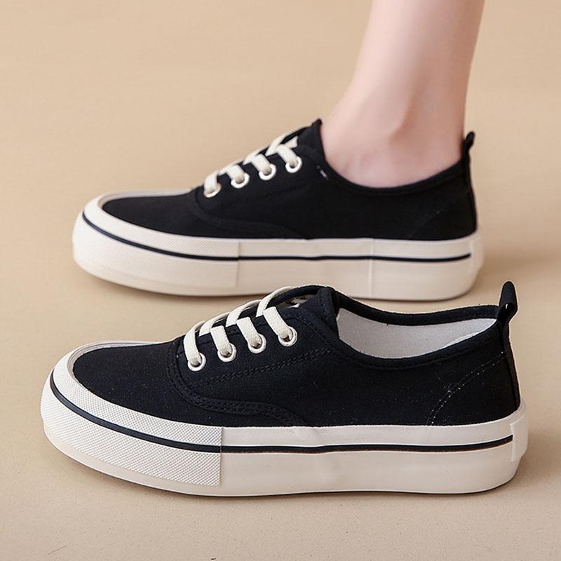 Women Canvas Shoes Platform Sneakers Flatform Flats Unisex Skateboard Shoes Tenis Trainers Walking Stretch Slip-on Casual Shoes