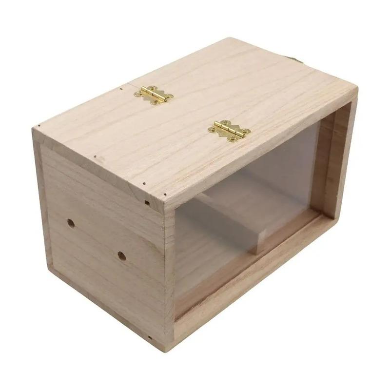 Wooden Parrot Breeding Box with Transparent Window Bite Resistant Removable Bird Nest House Breeding Cage for Parakeet Lovebird
