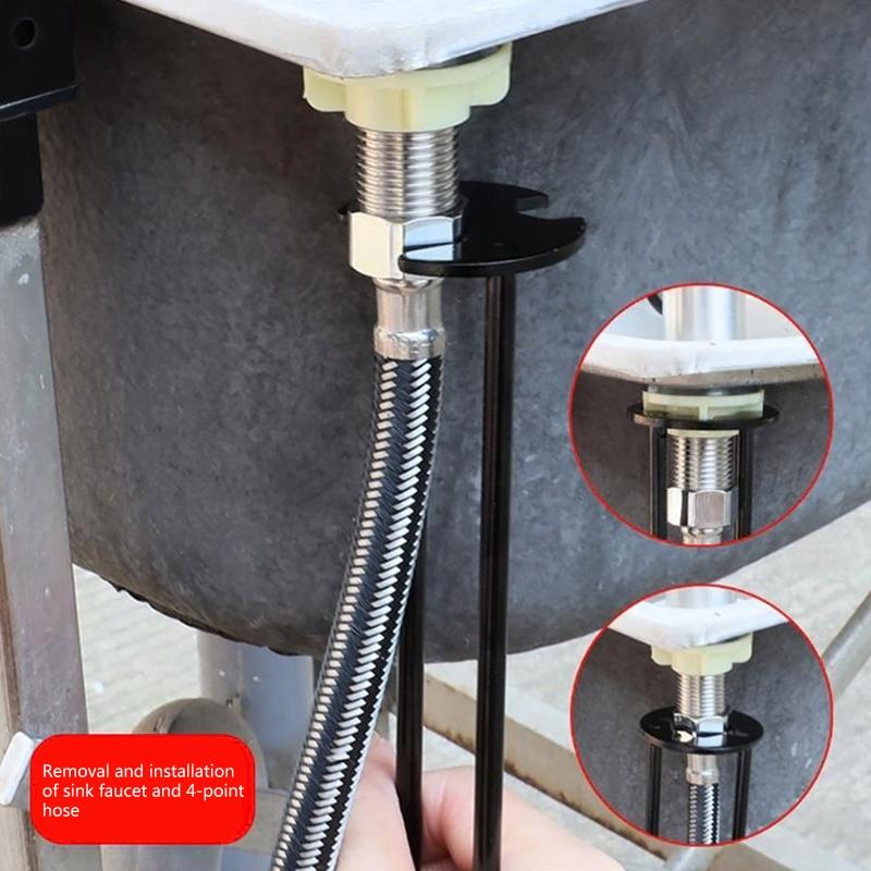 Multi-function Sink Repair Wrench Kitchen Repair Plumbing Tool Practical Flume Sink Wrench Four-claw Hexagon Wrench Set