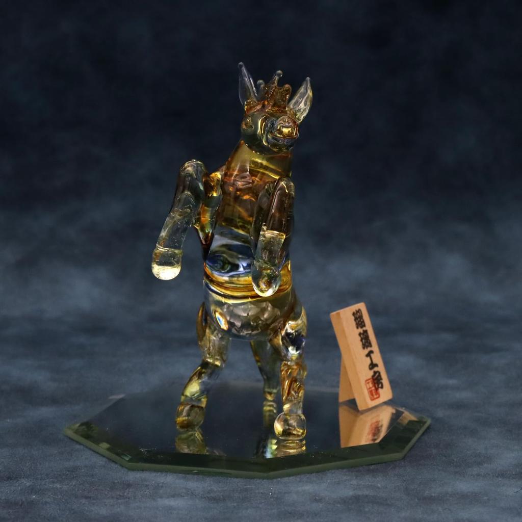 Glass Square Good Luck Charm: A Running Glass Horse - A Symbol of Energy That Enhances Vitality, Action, and Success (Small) Standing - Three Colors -
