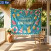 Summer Birthday Banner with Drinks Watermelon Confetti, Polyester Backdrop Wall Decor