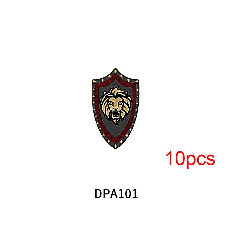 Medieval Knights Figures Accessories Building Blocks Officer Cloak Helmet Cape Armor Shield Black Eagle Red Lion Toys MOC Bricks