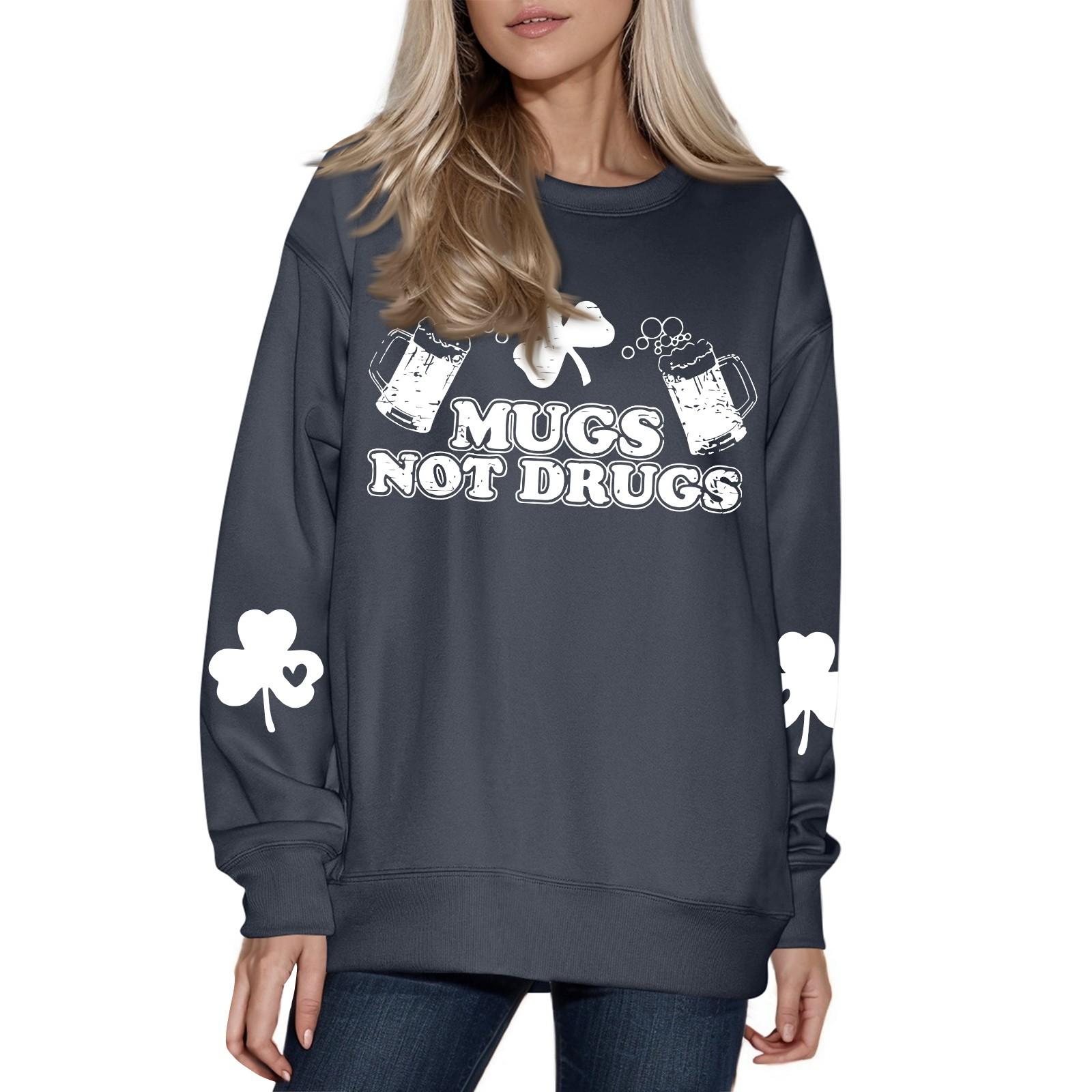 

Женская модная повседневная толстовка с длинным рукавом и круглым вырезом L