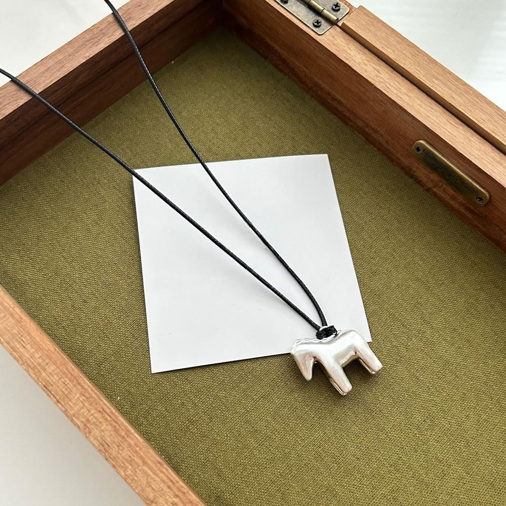 Zinc Zinc Alloy Pony Sweater Chain Adjustable Leather Rope Necklace Horse Pendant Necklace Decoration