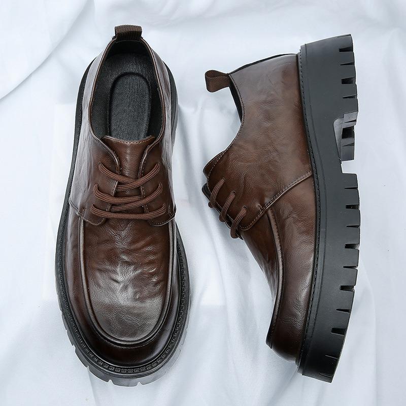 Large Size Men's Shoes Spring and Summer New Trend Thick-soled Breathable Hollow Casual Shoes Business Men's Big Head Leather Shoes Genuine Leather