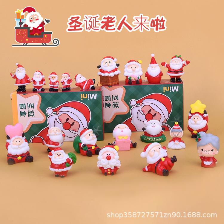 Creative Christmas Blind Box Doll Santa Claus Elk Snow House Christmas Tree Cartoon Model Micro Landscape Ornament Toy