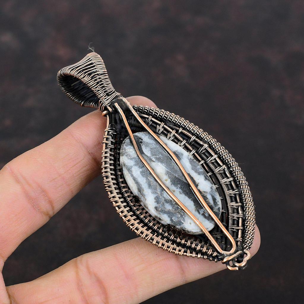 White Buffalo Turquoise Pendant Copper Wire Wrapped Pendant Handmade Jewelry Genuine Gemstone Pendant Copper Jewelry Unique Pendant for Gift