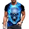 Fashion Men's Crew Neck Short Sleeve 3D Skull Color Printed Skull Short Sleeve Crew Neck T-Shirt