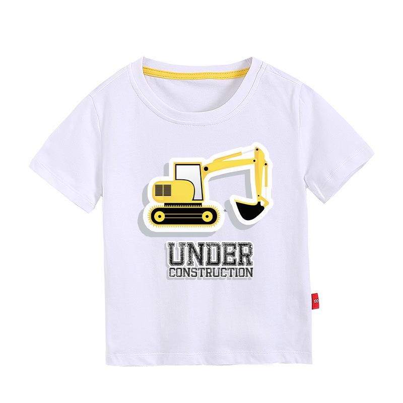 New Boys' Pure Cotton Short-Sleeve Printed T-Shirt - Round Neck Summer Top