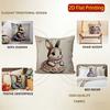 2D Cute Rabbit Dressed Up Pillow Covers Pattern Cushion Cover Suitable For Sofa Bedroom Car Pillow Cover