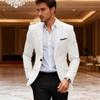 Herren Slim Fit Weißer Blazer Lässige Ein-Knopf Anzugjacke für Hochzeit