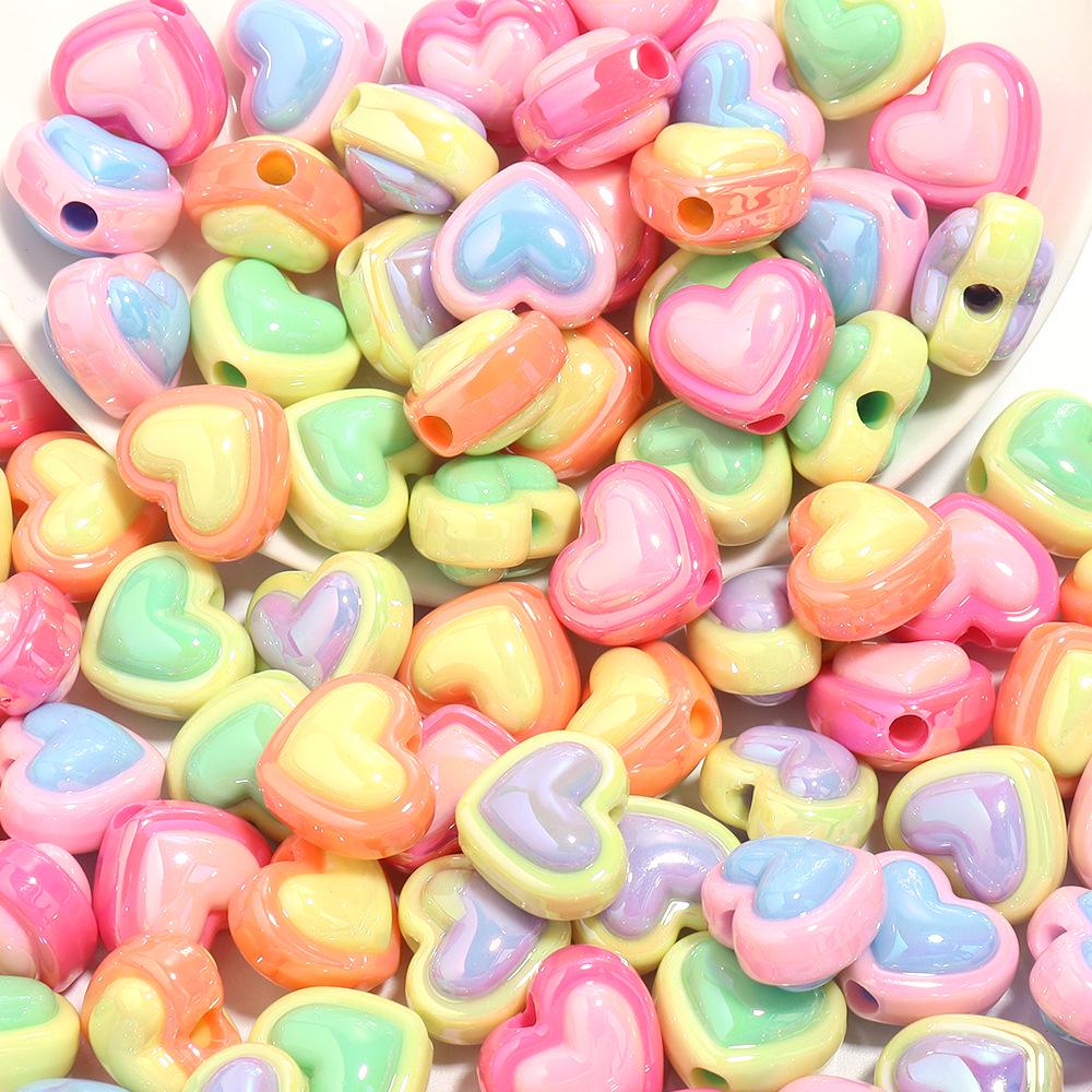 10-Pack Acrylic UV-Plated Two-Color Peach Heart Bead Phone Chain Pendant