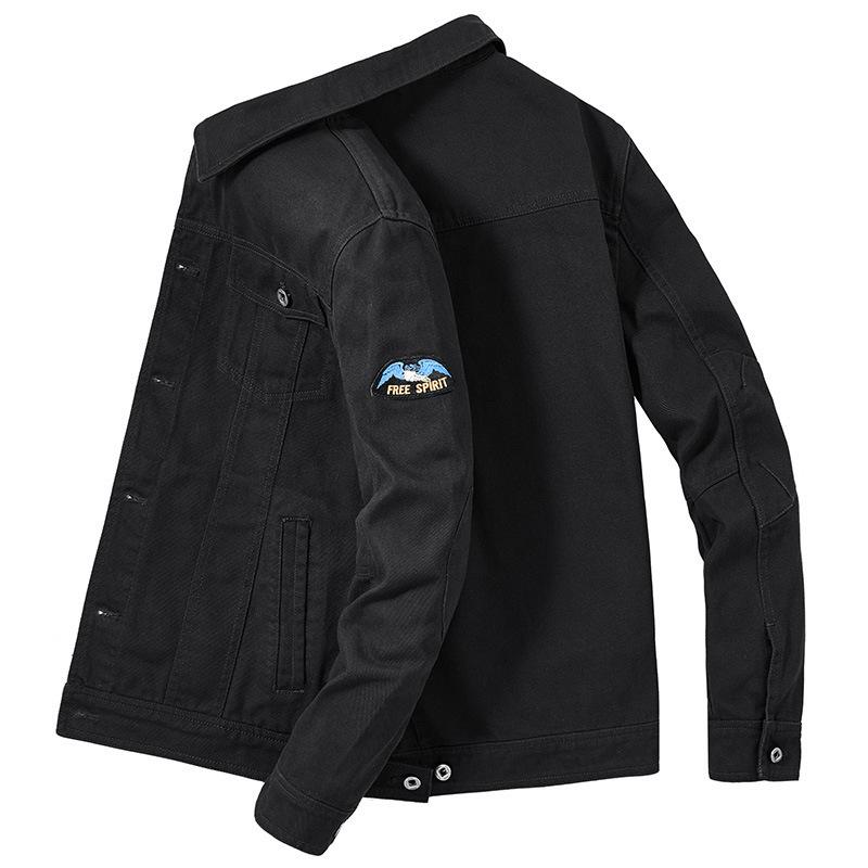 

Осенняя джинсовая мужская куртка с квадратным воротником, повседневная куртка большого размера с длинным рукавом, мужская джинсовая куртка 4XL