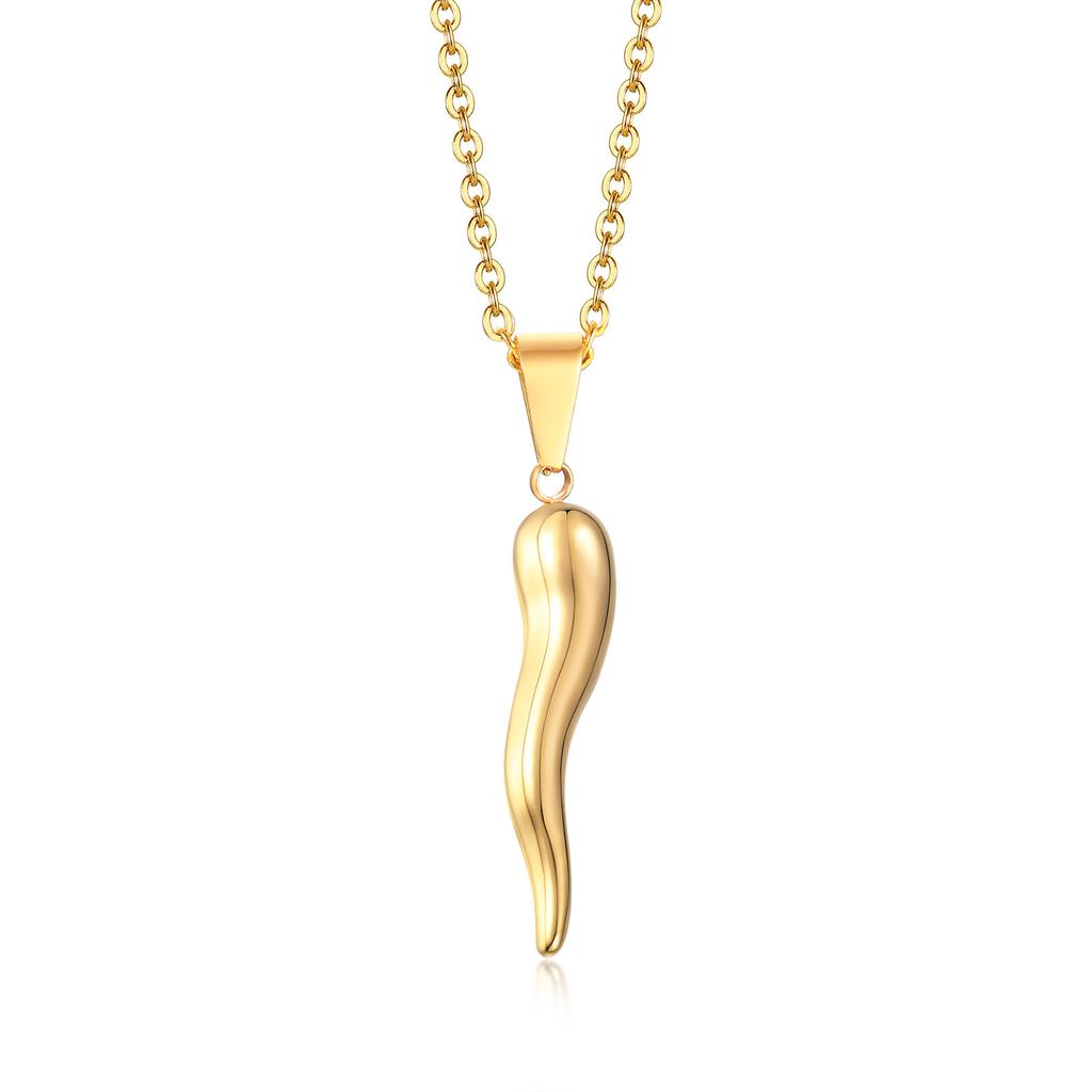 Halsband med Hänge i Rostfritt Stål, Italiensk Horn, för Män Smycken, Mode Chic Kedjor Halsband