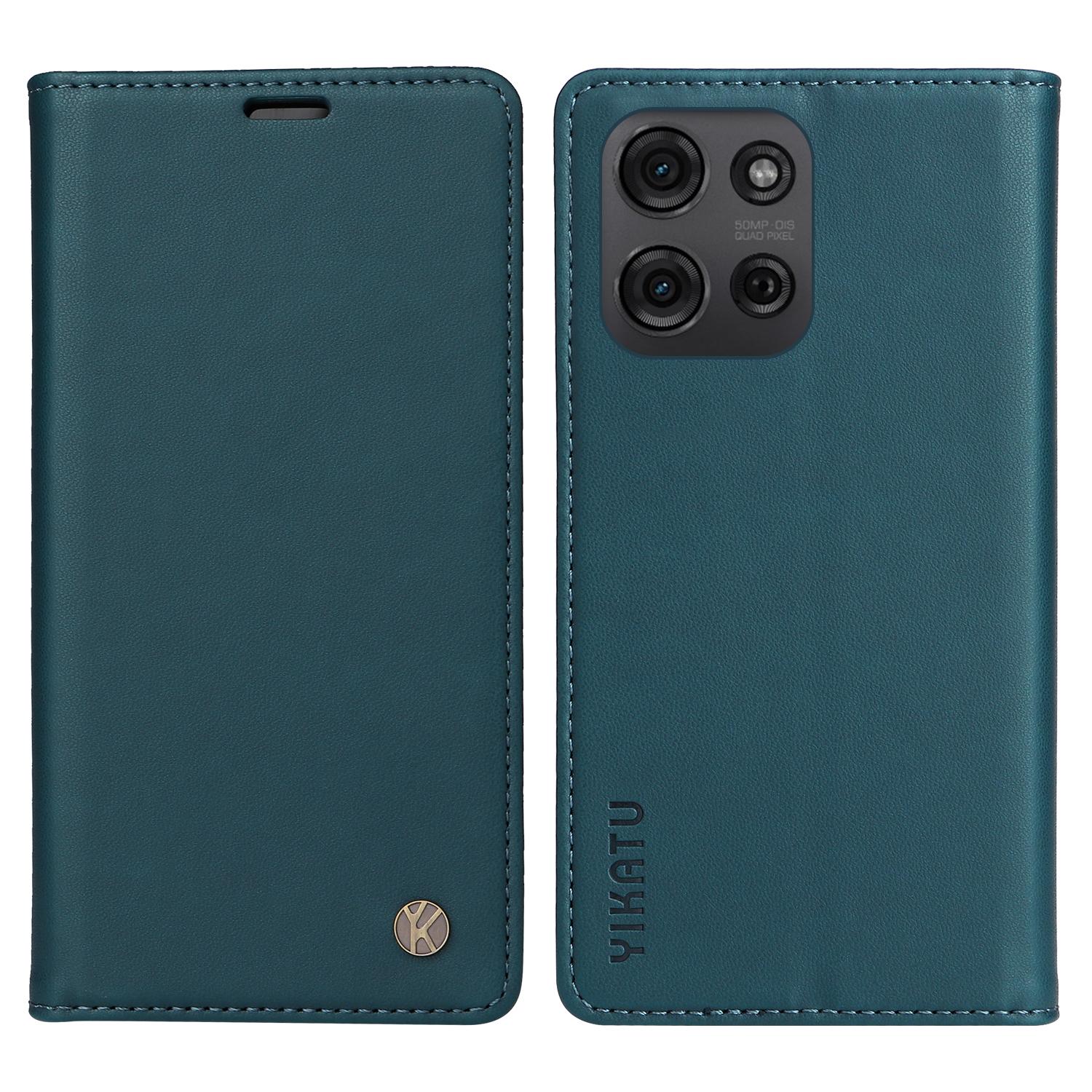 

YIKATU YK-001 Для Motorola Moto G75 5G Чохол-підставка Шкіряний чохол для телефону Сильна магнітна застібка Green