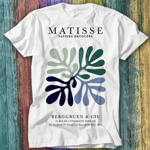 

Henri Matisse Flower Paper Decoupes Art Dark Colors T Shirt Top Tee 233 4XL