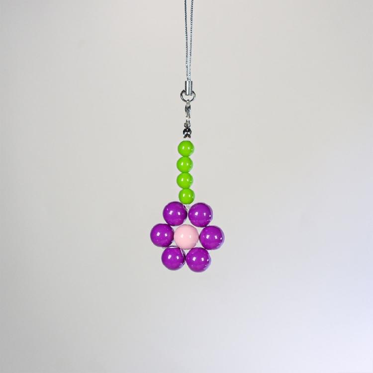 Colorful Bead Flower Pendant Phone Charm Hangings Rope Sweet Phone Chain Strap Bag Decoration Lanyard Keychain Accessory