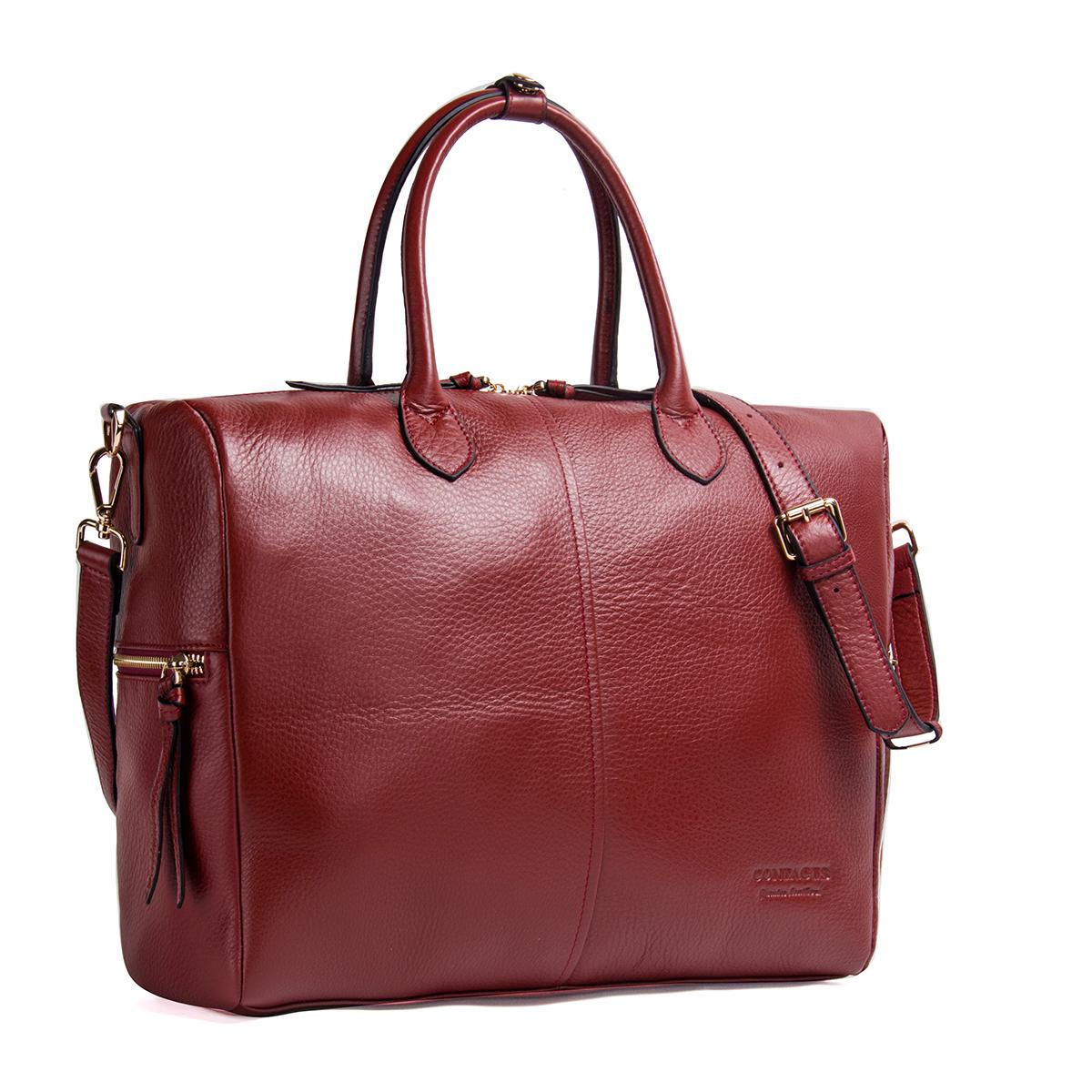 

CONTACT S женская вместительная сумка из натуральной кожи красный