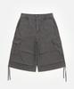 TOFFEE Washed Cotton Cargo Bermuda Pants (Washed Black)