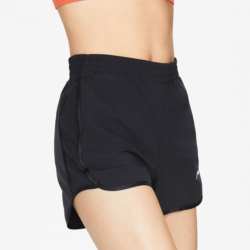 Li Ning Running Series SS22 Logo Print Quick-Dry Woven Sports Shorts Women Shorts Black AKSS396-1