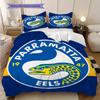 Parramatta Eels Pattern Bedding Quilt Set Quilt Cover Pillowcase Home Decoration Birthday Gift (1 * duvet cover + 2 * pillowcase, without core)