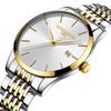 Men's Hong Kong-Style Ultra-Thin Quartz Wristwatch with Steel Band and Calendar