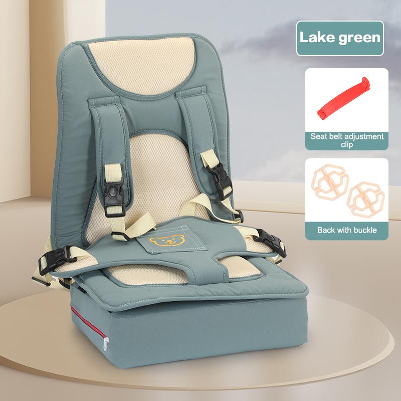 

Детское дорожное автокресло-бустер, портативное складное сиденье безопасности для малышей с безопасным фиксированным ремнем зелёный