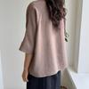 New Arrivals Open Run Women Simple Big Pocket Rayon Round Neck 7 8 Sleeve Blouse