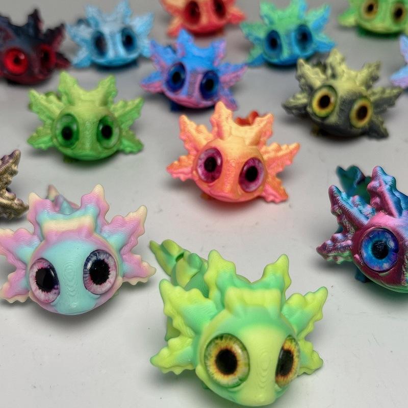 1 Piece Living Room Decoration 3D Printing Salamander Figures Multi-Joint Movable Simulation Eyes For Home Accessories Kids Gift