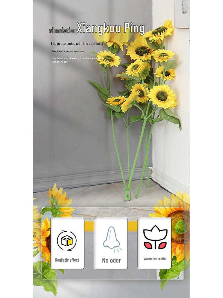 Large High Branch Sunflower Artificial Flower Bouquet for Living Room Decoration