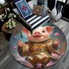 Fantasy Pig Round Area Rug,Carpet Rug for Living Room Bedroom Sofa Playroom Decor,Non-slip Floor Mat