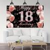 Buon 18° Compleanno Sfondo Scintillante Oro Rosa Decorazione Festa di Compleanno Palloncino Scintillante Oro Rosa Nero Articoli per Feste Striscione