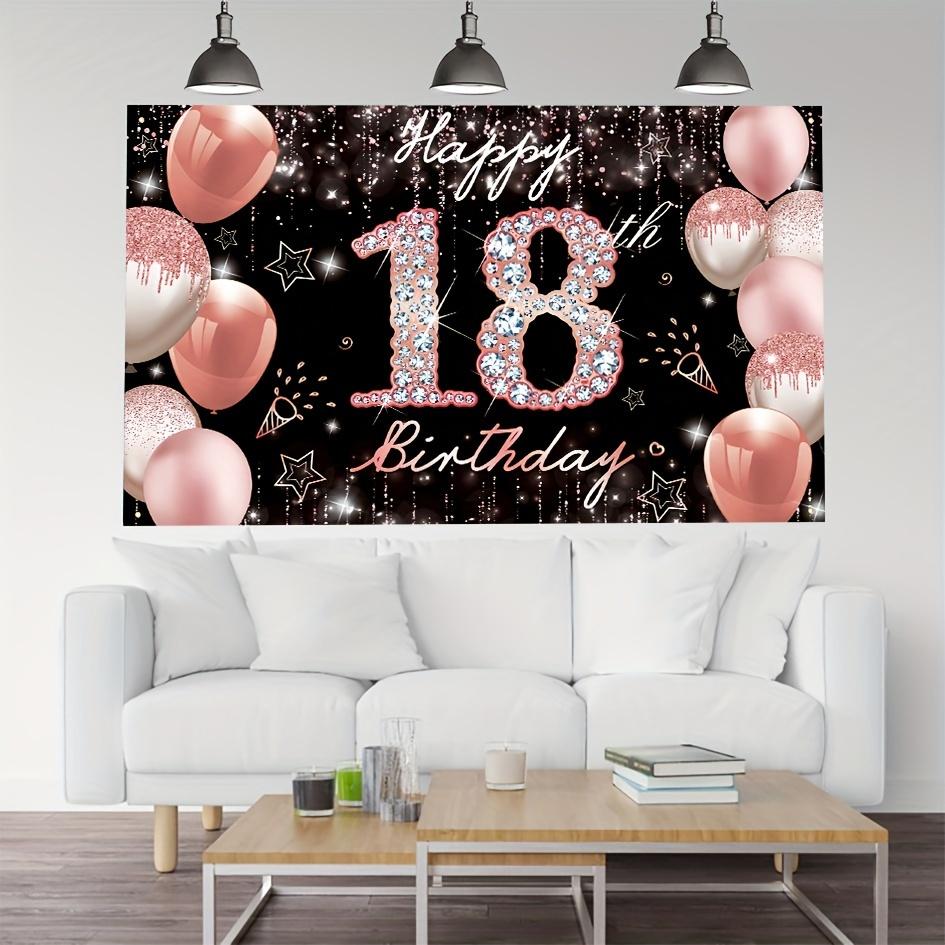 Buon 18° Compleanno Sfondo Scintillante Oro Rosa Decorazione Festa di Compleanno Palloncino Scintillante Oro Rosa Nero Articoli per Feste Striscione