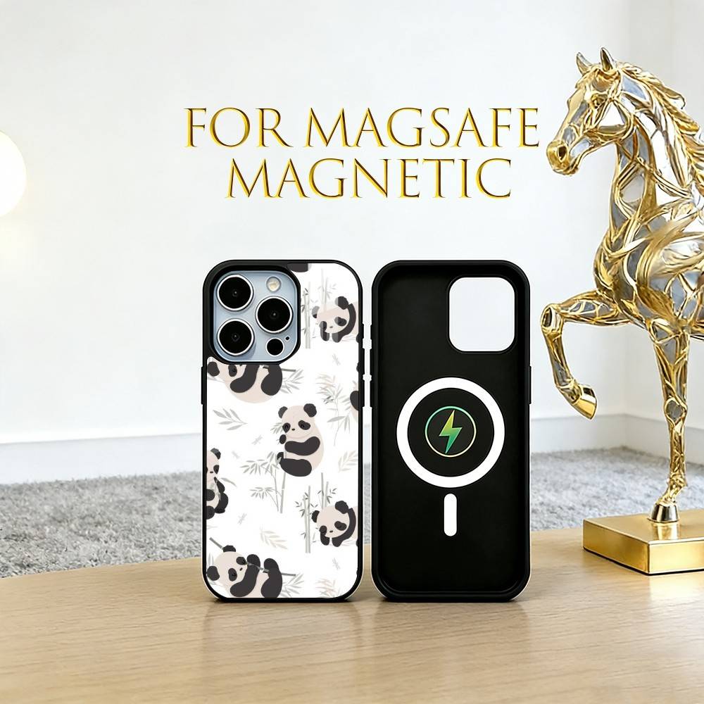 Chibi Panda Phone Case For iPhone17,16,15,14,13,12,11 Plus,Pro Magnetic For Magsafe Wireless Charging iPhone13Pro