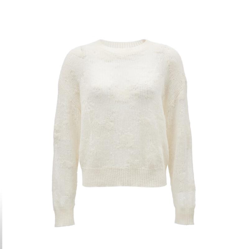 VEROMODA Women's 2024 Fall/Winter Loose-Fit Hollow Jacquard Round Neck Sweater