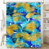 Abstract Watercolor Shower Curtain Blue Gold White Brush Stroke Design Home Decor Bathroom Accessories Waterproof Fabric Shower