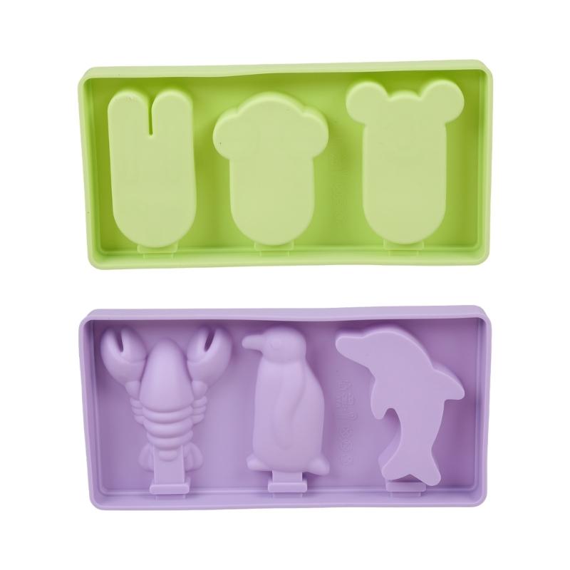 Cakesicles Molds Set of 2 Silicone Cake Stick Molds 3 Cavities Ice Cream Cake Stick Molds with 6Sticks for DIY Ice Lolly