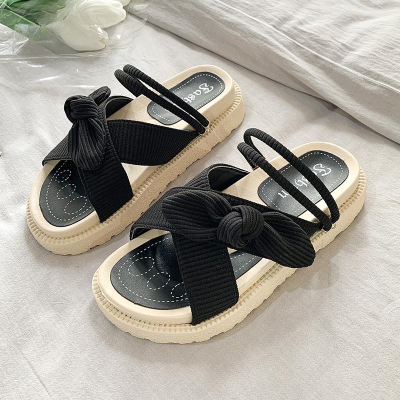 Fashion Women Sandalias Summer Fairy Style 2024 New Fashion Student Platform Roman Lady Sands Flat Shoes Cute Slippers