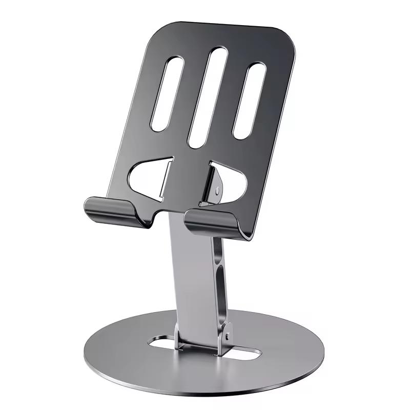 Aluminum Alloy Portable Foldable Desktop Phone Stand Holder Anti-slip 360 Rotating Metal Mobile Phone Holders for All Phones Lay Flat